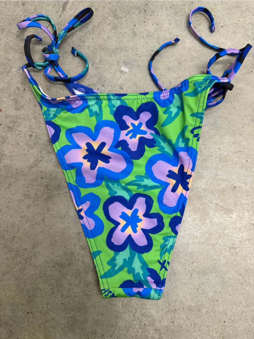 Floral Tie-Side Bikini Bottom in Green & Blue